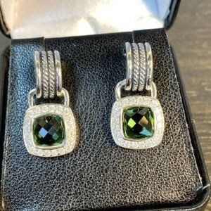 David Yurman Dark Green Prasiolite Drop Earrings
